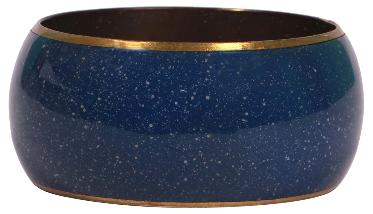 Round Broad Bangle - Speckled Blue Exteriors & Dull Golden Interiors - Handmade in Brass & Iron - Fashion Accessories - Unique Metal Jewelry - Buy in Bulk Wholesale